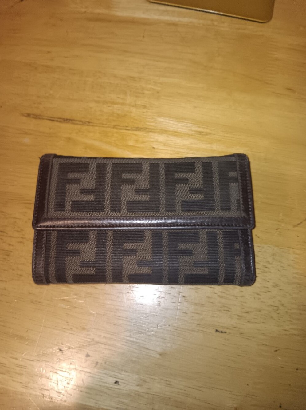 Fendi Vintage Brown Black Zucca Folded Wallet